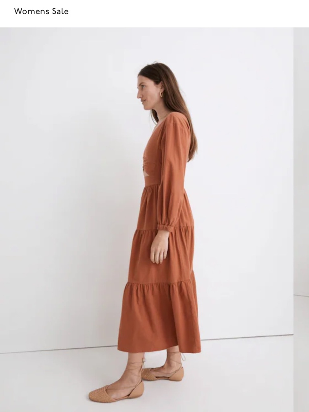 Madewell Crepe Cutout Midi Dress Earthen Red Size 12  Sold Out - Picture 3 of 11